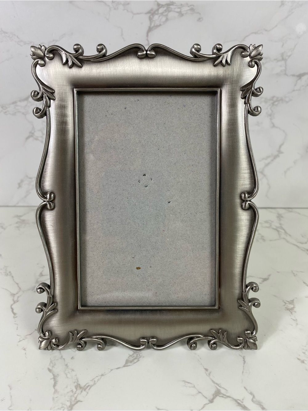 Ornate Silver Decorative Picture Frame by Burns of Boston Vintage pewter tone